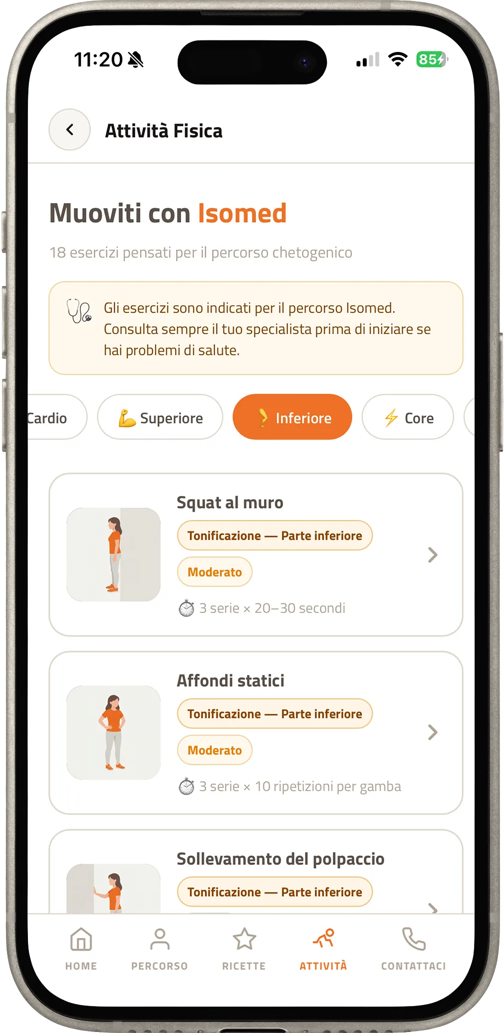 Isomed App - Attivita Fisica