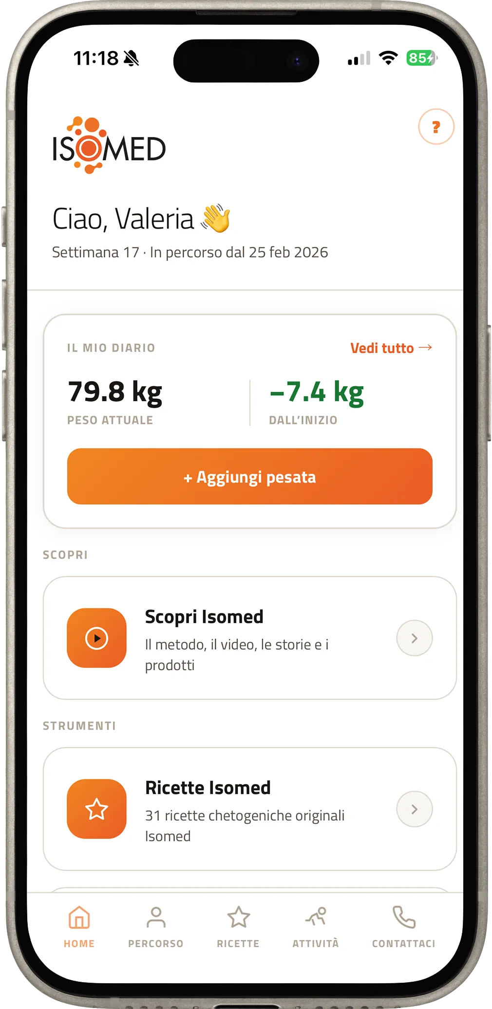 Isomed App - Schermata Home